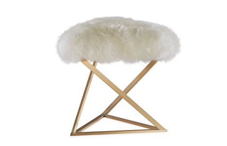 Angora Snow Ottoman