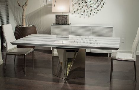 Marble Top Dining Table With Stainless Steel Base